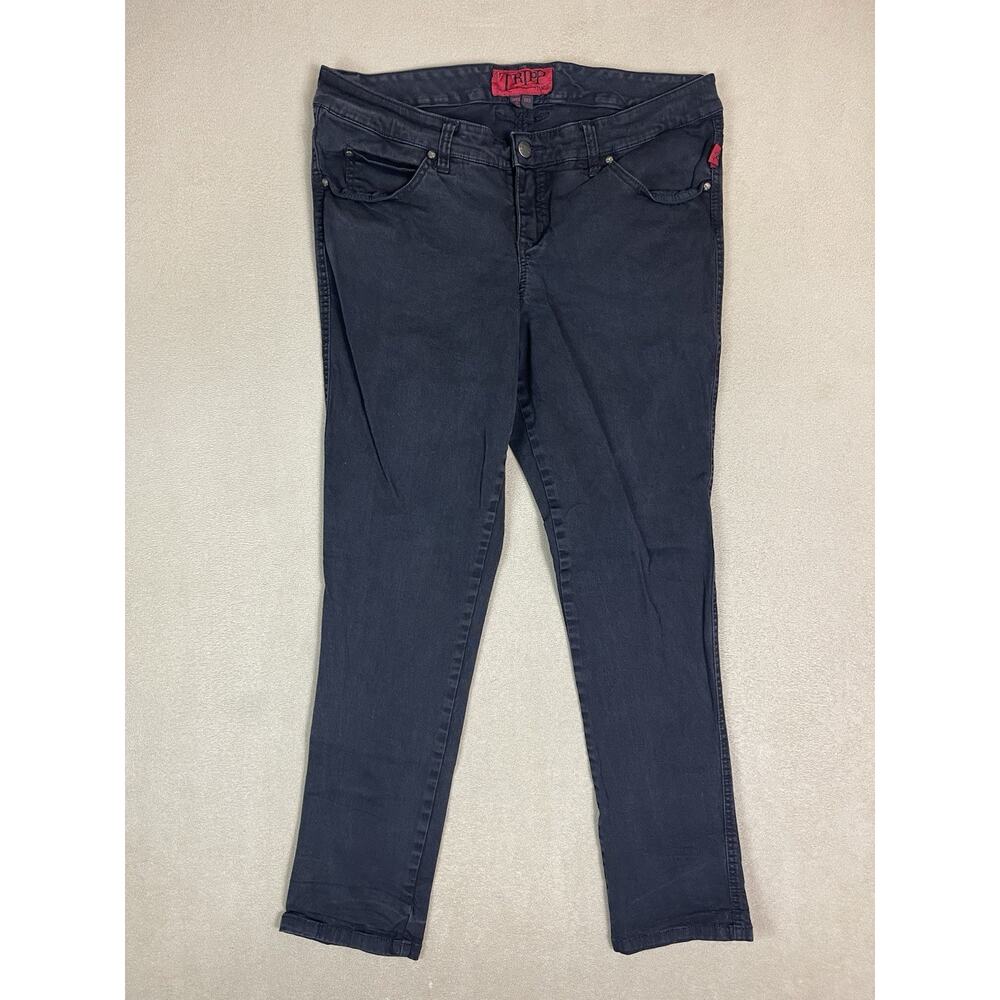 Tripp Nyc Jeans Womens 14S Black‎ Curve T Back Skinny 5 Pocket Zip Fly Denim